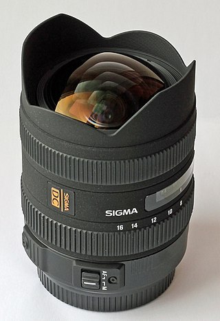 <span class="mw-page-title-main">Sigma 8-16mm f/4.5-5.6 DC HSM lens</span> Ultra wide-angle rectilinear camera zoom lens