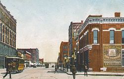 Sioux City at the start of the 1900s; 4th Street, looking east from Virginia SiouxCityIowa1900s.jpg