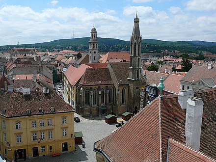 View from the Fire tower, main square with Goat Church