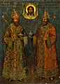 Ікона XVII ст. — т.зв. «Спас Романових». Обидва царі, Михайло та Олексій, увінчані «Великим вінцем» кінця XVI ст.
