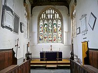 "Handsome marble monument" to Rev. Charles Morgan (1715-1772), Rector of High Ham in Somerset, south wall (right) of the chancel of St Andrew's Church, High Ham (two monuments, one pedimented and the lozenge shaped one to Arabella Morgan (1741-1828)) St Andrew's Church, High Ham2.jpg