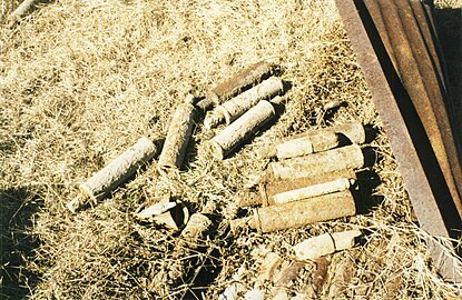 Stokes Mortars and other munitions debris Curtis Bay Depot Maryland 1999.jpg