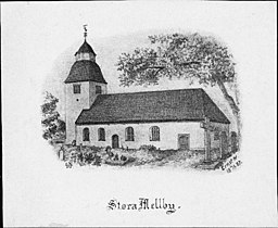Kyrkan på teckning från 1887.