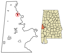 Sumter County Alabama Incorporated and Unincorporated areas Gainesville Highlighted 0128768.svg