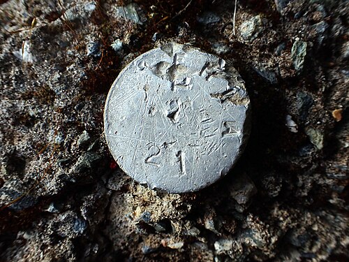 Survey Marker by Salmon River in Humboldt County, California, USA