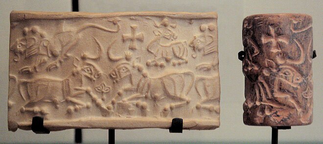Proto-Elamite (Susa III) cylinder seal, 3150–2800 BC. Louvre Museum, reference Sb 6166