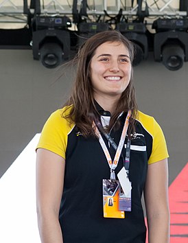 Tatiana Calderón Piloto de GP3 en el GP de España 2017.jpg