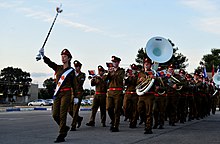The Israel Defense Forces Orchestra is the main musical ensemble of the Israel Defense Forces. The Israeli Defense Forces band marches during the closing ceremony of Austere Challenge 2012 at Hatzor Israeli Air Force Base, Israel 121108-F-QW942-004.jpg