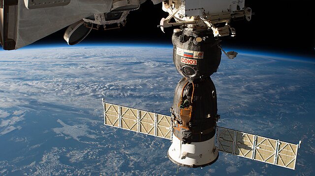 Image: The Soyuz MS 09 spacecraft is pictured docked to the Rassvet module