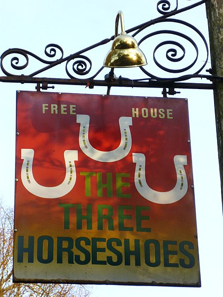 File:The sign at "The Three Horseshoes" public house - geograph.org.uk - 2690126.jpg