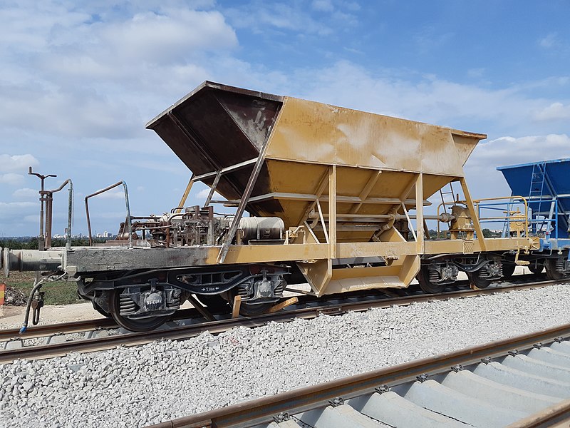 File:Track ballast Hopper car yellow Elyakim Ben-Ari Company.jpg