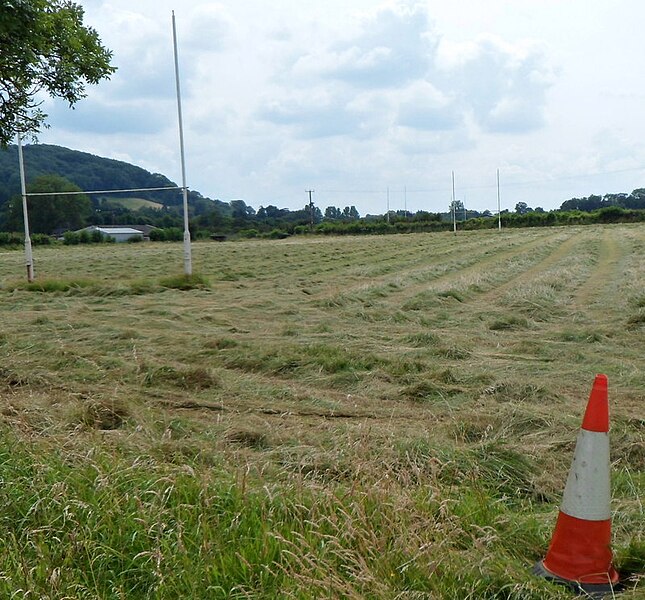 File:Traffic cone and a rugby pitch, Stinchcombe - geograph.org.uk - 3773213.jpg