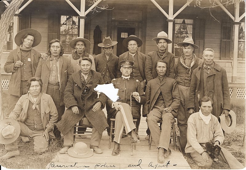 File:Tribal Police. Left to right- Seated- Paul Ooachen, Oliver Lot, Capt. Webster, William Threemountain, Jim Sockemtickem. Standing (71038168-8ee4-4967-a4c0-b4194e4a8737).jpg