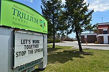 Let's Work Together Stop the Spread sign at a school in the GTA. TrilliumSchoolStopTheSpread.jpg