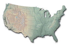 Web version of Patterson's Physical Map of the Coterminous United States featuring plan oblique relief. Note the appearance of the Rocky Mountains in the full-size version. USPhysical-Web5.jpg