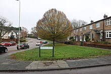 Street sign for Uranus Road in a part of Highfield known as ''The Planets'' Uranus Road.jpg