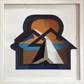 Raumschnitt, Plastik von Ursula Stock, Gouache, Collage, Höhe x Breite x Tiefe: 40 x 40 x 5 cm, 1972.