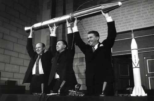 Pickering, Van Allen, and Von Braun IGY News Conference at National Academy of Sciences in Washington, D.C.
