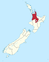 Location of the area on the map of New Zealand