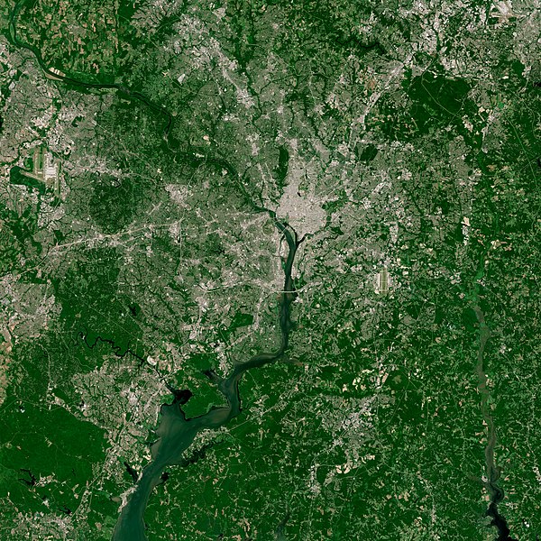 Satellite photo of the Washington metropolitan area.