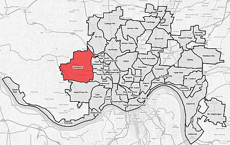 Westwood Cincinnati map