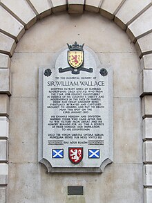 Memorial to William Wallace, close to the site of his execution in Smithfield William Wallace memorial, Smithfield, London.jpg