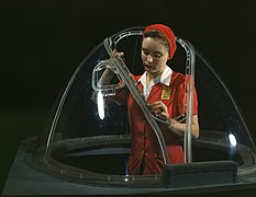 Woman worker in the Douglas Aircraft Company plant1942.jpg