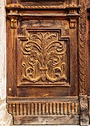 Detail of the main entrance of the Reformierte Kirche Zernez