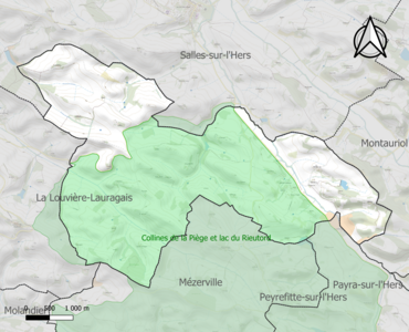 Carte de la ZNIEFF de type 1 sur la commune.