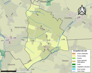 Kolorowa mapa przedstawiająca zagospodarowanie terenu.