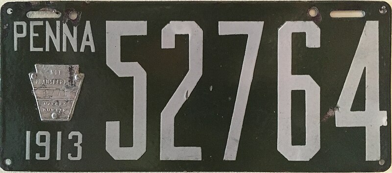 File:1913 Pennslvania License Plate.jpg