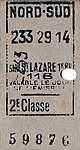 Billet de 2e classe émis le 233e jour de l'année 1929, soit le mercredi 21 août 1929.