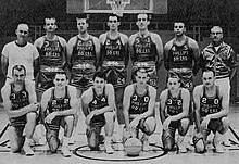 The 1963-64 Phillips 66ers, from left to right: [standing] Don Watkins (team manager), Jerry Shipp, Ken Charlton, Jim Hagen, Mike Moran, Terry Cerkvenik, Bud Browning, [kneeling] Ken Saylors, Del Ray Mounts, Denny Price, Larry Pursiful, Charlie Bowerman and Bob Turner. 1963-64 Phillips 66ers.jpg