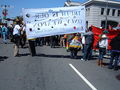 Pro-Tibetan protesters on the northbound lanes of The Embarcadero between the Ferry Building and one of the piers