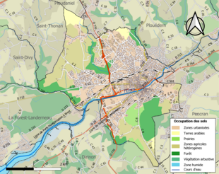 Kolorowa mapa przedstawiająca użytkowanie gruntów.