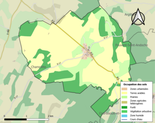 Carte en couleurs présentant l'occupation des sols.