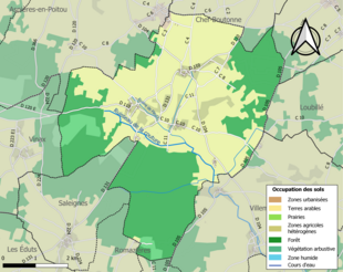 Barevná mapa znázorňující využití půdy.