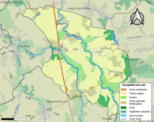 Kolorowa mapa przedstawiająca użytkowanie gruntów.