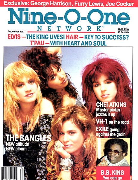 The Bangles on the cover of the December 1987 edition of Nine-O-One Network
