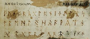 The Anglo-Saxon futhorc (abecedarium anguliscum) as presented in Codex Sangallensis 878 (9th century).