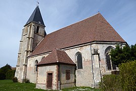 Abside, mur sud et clocher de l'église.