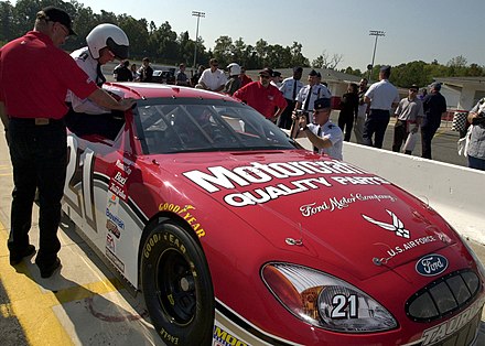 Sadler's 2002 Wood Brothers car at an event held in January 2003