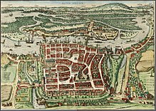 View of the city with fortifications, 1581 Alten Stettin Hogenberg.jpg