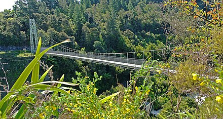 The Arapuni Suspension Bridge over the Waikato River