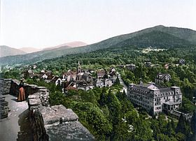 Carte postale du début du XXe siècle. Le Hochblauen depuis Badenweiler.