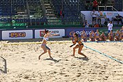 Deutsch: Beachhandball Europameisterschaften 2019 (Beach handball Euro); Tag 2: 3. Juli 2019 – Frauen, Vorrunde Gruppe C, Spanien-Griechenland 2:1 (12:20, 18:16; 8:2) English: Beach handball Euro; Day 2: 3 July 2019 – Women Preliminary Round Group C – Spain-Greece 2:1 (12:20, 18:16; 8:2)