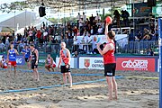 Deutsch: Beachhandball Europameisterschaften 2019 (Beach handball Euro); Tag 4: 5. Juli 2019 – Männer, Viertelfinale, Russland-Polen 2:0 (30:22, 19:18) English: Beach handball Euro; Day 4: 5 July 2019 – Quarter Final Men – Russia-Poland 2:0 (30:22, 19:18)