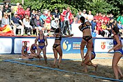 Deutsch: Beachhandball Europameisterschaften 2019 (Beach handball Euro); Tag 4: 5. Juli 2019 – Frauen, Viertelfinale, Spanien-Ungarn 1:2 (14:16, 26:16, 2:5) English: Beach handball Euro; Day 4: 5 July 2019 – Quarter Final Women – Spain-Hungary 1:2 (14:16, 26:16, 2:5)