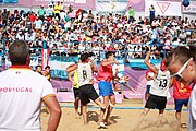 Deutsch: Beachhandball bei den Olympischen Jugendspielen 2018; Tag 7, 13. Oktober 2018; Jungen, Finale – Portugal-Spanien 1:2 English: Beach handball at the 2018 Summer Youth Olympics at 13 October 2018 – Boys Gold Medal Match – Portugal-Spain 1:2