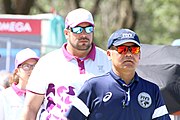 Deutsch: Beachvolleyball bei den Olympischen Jugendspielen 2018; Tag 9, 15. Oktober 2018; Mädchen, Viertelfinale: USA-Spanien 2–1 (21–19/17–21/15–9) English: Beach volleyball at the 2018 Summer Youth Olympics at 15 October 2018 – Girls Quarterfinals: USA-Spain 2–1 (21–19/17–21/15–9)